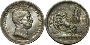 O785 Scarce Italy 2 Lire Victor-Emmanuel III 1916 Argent Silver UNC !!!
