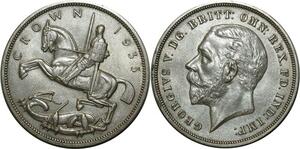 O793 Great Britain One Crown George V Jubilee 1935 Argent Silver AU