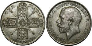 O794 Great Britain Florin George V 1917 Argent Silver AU +++