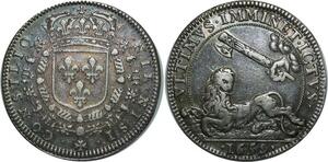 O804 Rare Jeton Conseil du Roi Combats pour dunkerque 1659 Louis XIV Argent