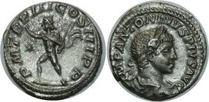 O819 denarius Denier Elagabal Avg PM TR P III COS III 220 AD Argent Silver