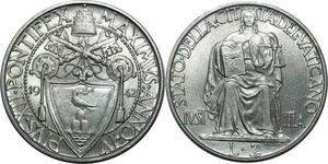 O849 Vatican 2 Lire Pie XII 1942 UNC !! FDC