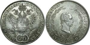 O859 Rare Habsburg Austria 20 Kreuzer Franz II 1827 A Vienna Silver UNC &gt;Offer