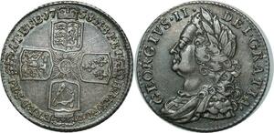 O905 Great Britain Shilling George II 1758 Silver AU !!!