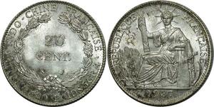 O914 Indochina Indo China 20 Cents 1937 Argent Silver FDC !! MS !!