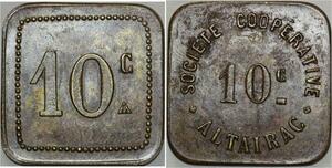 O933 Algeria Jeton 10 Centimes Société Coopérative Altairac Alger