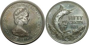 O947 Bahamas 50 Cents Elizabeth II 1971 Proof