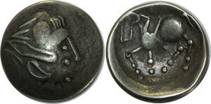 O1012 Rare !!! Dacie Celtes Danube imitation Tétradrachme Philippe II 320-280 AC Silver