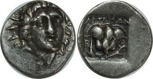 O1014 Rare Rhodos Hemidrachme Plinthophore Circa 125 88 ANTAIOY P-O Silver