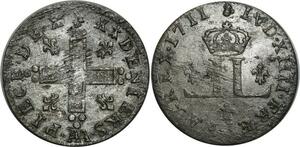 O1020 Rare !!! France 30 XXX Deniers Louis XIV 1711 AA Metz AU50 !!