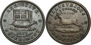 O1028 USA One Cent Illustrious predecessor HT-33 Donkey Turtle 1837 