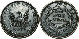 O1030 USA One Cent Shin Plasters Low-46 HT-57 1837 