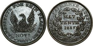 O1034 Scarce USA One Cent 1837 May Tenth 1837 AU