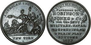 O1036 Scarce USA One Cent Robinson's Jones & Co. 1837 AU !!