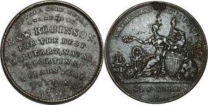 O1039 USA One Cent Massachusetts Attleboro. 1836 R. & W. Robinson New York