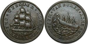 O1042 USA One Daniel Webster Ship CRedit Currency 1841 Van Buren 1837