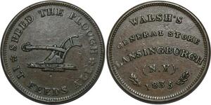 O1044 USA One Cent 1835 Lansingburgh New York Hard Times Token >Make offer