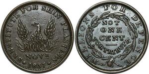 O1045 Scarce USA Not One Cent Hard Time Token 1837