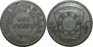 O1064 USA Masonic Token Franc Maçons One Penny 1897 Cherokee Chapter N°82