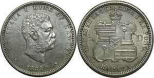 O1070 Scarce Hawai 25 Cents 1/4 Dollar Charles Barber 1883 UNC !!! Silver