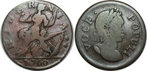 O1072 Scarce USA Colonial 1/2 Penny George II 1760 Hibernia VOCE POPULI &gt;M offer