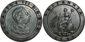 O1108 Great Britain 2 Pence George III  1797 XF !