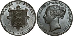 O1109 Jersey 1/13 Shilling Victoria 1837 1901 Copper 1844 AU
