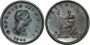 O1114 Great Britain Half Penny Georges III 1806 XF to AU - >Make offer