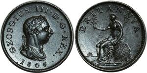O1115 Great Britain Half Penny Georges III 1806 AU - >Make offer
