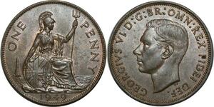 O1117 Great Britain Penny George VI 1949 UNC Red