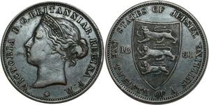 O1122 Jersey 1/12 Shilling Victoria 1881 XF