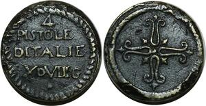 O1147 Italy Rare Poids Monetaire 4 quatre Pistoles X d VIII g