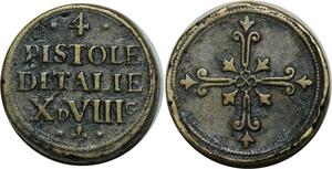 O1148 Italy Rare Poids Monetaire 4 quatre Pistoles X d VIII g