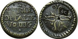 O1153 Rare Italy Poids Monetaire 2 Pistoles countermarked Tower