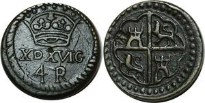 O1162 Rare Spain Poids Monetaire 4 Reales Philippe II Philippe V 1605-1665