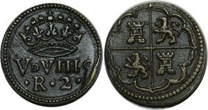 O1164 Rare Spain Poids Monetaire 2 Reales countermarked Philippe IV 1605-1665
