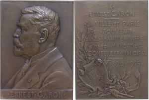 O1277 Rare Plaque atelier Ch. Pillet Ernest Caron 1915 25 ans Mandat Paris