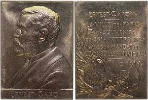 O1279 Rare Plaque atelier Ch. Pillet Ernest Caron 1915 25 ans Mandat Paris FDC