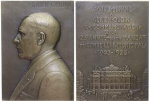 O1285 Rare Plaque atelier Ch. Pillet 1928 Adrien Oudin 25 ans Paris Conseiller