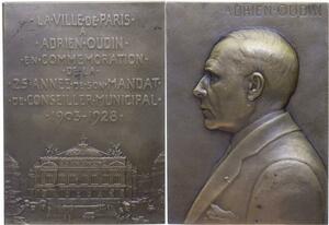 O1286 Rare Plaque atelier Ch. Pillet 1928 Adrien Oudin 25 ans Paris Conseiller