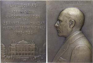 O1287 Rare Plaque atelier Ch. Pillet 1928 Adrien Oudin 25 ans Paris Conseiller