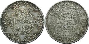 O1392 Scarce Morocco Abdül Aziz 5 Dirhams 1320 AH 1902 Londres Superbe !!!