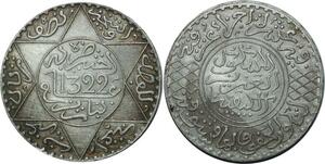 O1395 Rare !! Morocco Abd al-Aziz 5 dirhams 1322 AH 1904 Paris SUP SPL !!