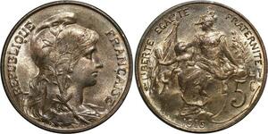 O1479 France 5 Centimes Dupuis 1916 MS64 FDC !! ->Faire offre