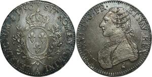 O1516 France Rare Ecu Louis XVI 1790 A Paris 2eme sem Argent Silver Superbe