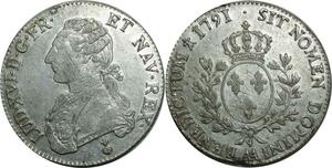 O1532 France Tres Rare Ecu Louis XVI 1791 AA Metz Argent Silver Superbe !!!
