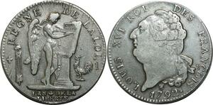 O1571 France Rare Ecu Constitution Louis XVI 1792 I Limoges Argent > M offer