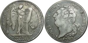 O1573 France Rare Ecu Constitution Louis XVI 1792 I Limoges Argent > M offer