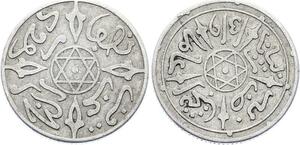 O1666 Morocco 1/2 Dirham Abd al-Aziz 1319 AH 1901 Paris Argent