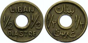O1686 Liban émission locale 1/2 Piastre laiton s.d. 1942-1945